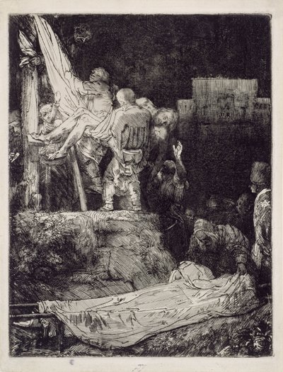 »Nedtagelsen fra korset« i fakkellys af Rembrandt van Rijn