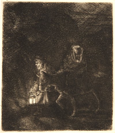 Flugten ind i Egypten: Et natstykke af Rembrandt van Rijn