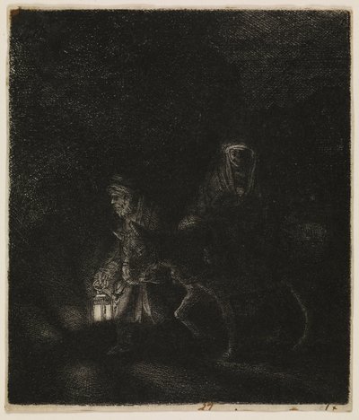 Flugten til Egypten (et natstykke) af Rembrandt van Rijn