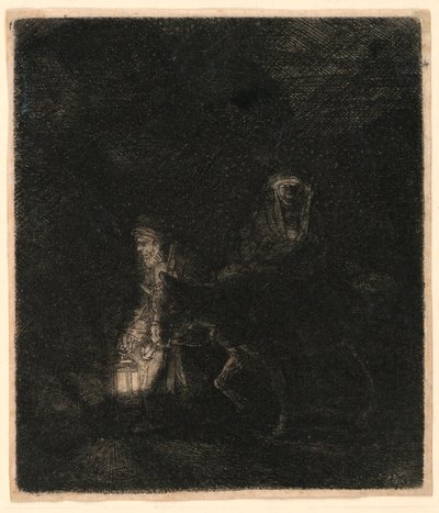 Flugten til Egypten: Et natstykke af Rembrandt van Rijn