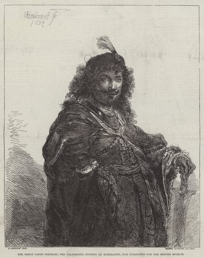 Det store sabelportræt, den fejrede radering af Rembrandt van Rijn