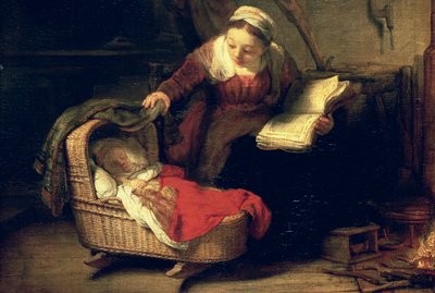 Den hellige familie, ca. 1645 (detalje af 38052) af Rembrandt van Rijn