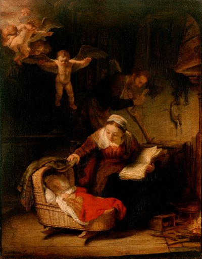 Den hellige familie med engle af Rembrandt van Rijn
