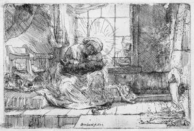 Den hellige familie med en kat, 1654 af Rembrandt van Rijn