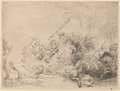 Den store løvejagt af Rembrandt van Rijn