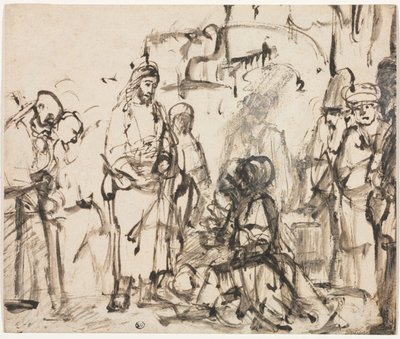 Kristi møde med Martha og Maria efter Lazarus død, ca. 1662-65. af Rembrandt van Rijn