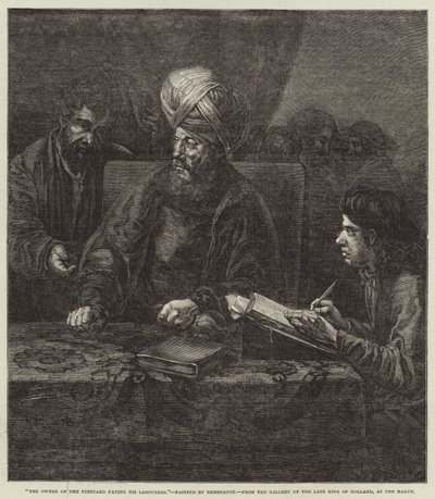 Ejeren af vingården betaler sine arbejdere af Rembrandt van Rijn