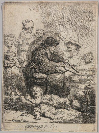 Pandekagekvinden, 1635. af Rembrandt van Rijn