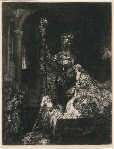 Præsentationen i templet på den mørke måde af Rembrandt van Rijn