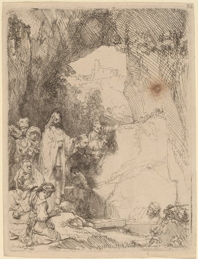 The Raising of Lazarus: Lille tallerken af Rembrandt van Rijn