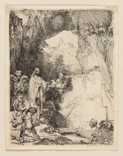 The Raising of Lazarus: Lille tallerken af Rembrandt van Rijn