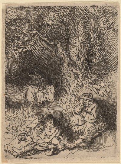 Den sovende Hyrde af Rembrandt van Rijn