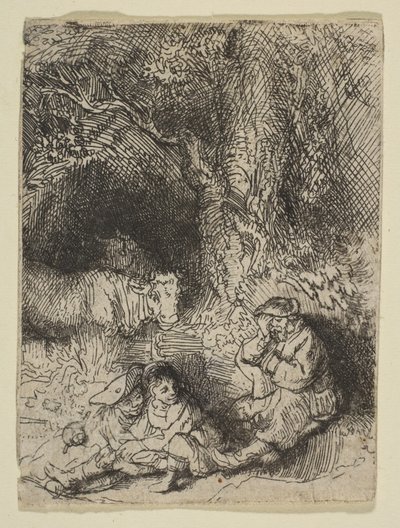 Den sovende hyrde, ca. 1644. af Rembrandt van Rijn