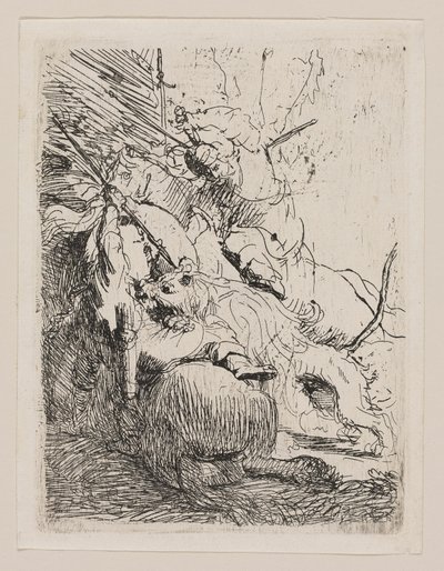 Den lille løvejagt (med en løve) af Rembrandt van Rijn