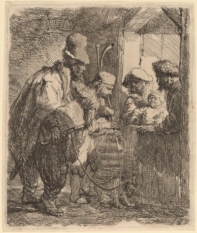 De spadserende musikere af Rembrandt van Rijn