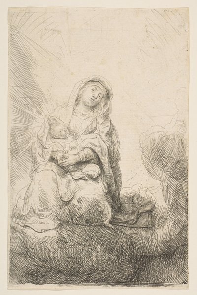 Jomfruen og barnet i skyerne, 1641. af Rembrandt van Rijn