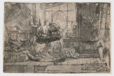Jomfruen og barnet med katten og slangen Jomfruen og barnet med katten og slangen af Rembrandt van Rijn