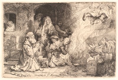 Englen afgår fra Tobits familie af Rembrandt van Rijn