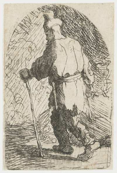 Flugten til Egypten: en skitse: Sankt Josef af Rembrandt van Rijn