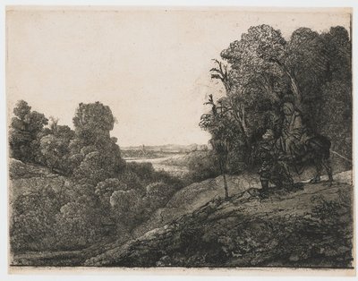 Flugten til Egypten: ændret plade fra Seghers af Rembrandt van Rijn