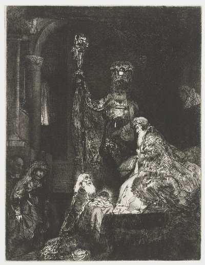Præsentationen i templet på den mørke måde af Rembrandt van Rijn