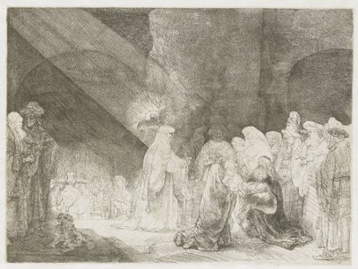 Fremvisningen i templet: aflang tryksag af Rembrandt van Rijn