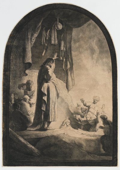 Rejsningen af Lazarus: den større tallerken af Rembrandt van Rijn