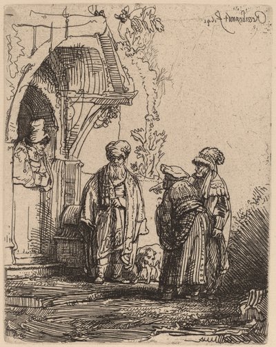 Tre orientalske figurer (Jacob og Laban?) af Rembrandt van Rijn