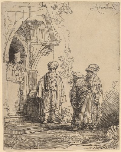 Tre orientalske figurer (Jacob og Laban?) af Rembrandt van Rijn