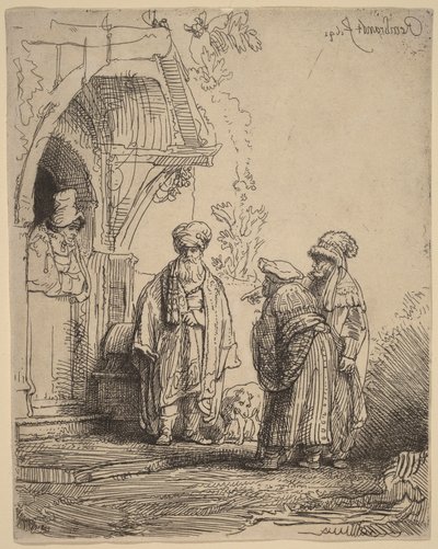 Tre orientalske figurer (Jakob og Laban) af Rembrandt van Rijn