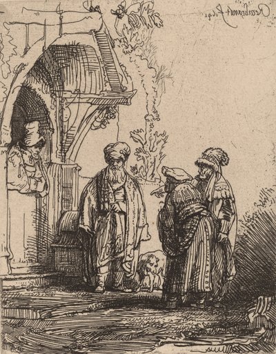 Tre orientalske skikkelser Jacob og Laban, 1641. af Rembrandt van Rijn