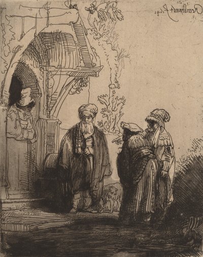 Tre orientalske skikkelser Jacob og Laban, 1641. af Rembrandt van Rijn