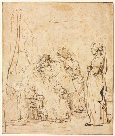 Tobias helbreder sin fars blindhed, ca. 1640-45. af Rembrandt van Rijn