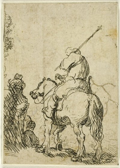 Turbansoldat til hest af Rembrandt van Rijn