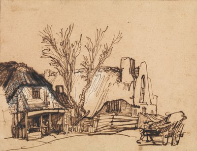 To hytter, ca. 1636. af Rembrandt van Rijn