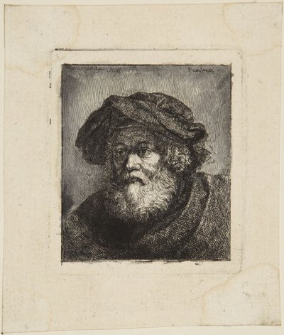 Gammel mand med hue af Rembrandt van Rijn