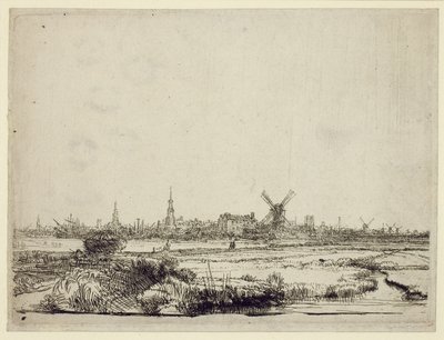 Udsigt over Amsterdam, ca.1640 af Rembrandt van Rijn