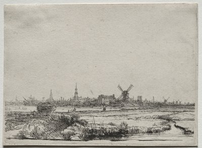 Udsigt over Amsterdam fra nordvest, ca. 1640. af Rembrandt van Rijn