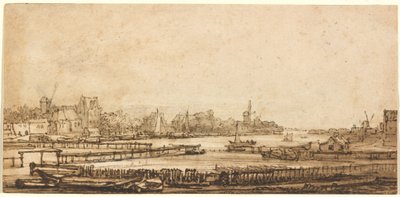 Udsigt over Amstel fra volden af Rembrandt van Rijn