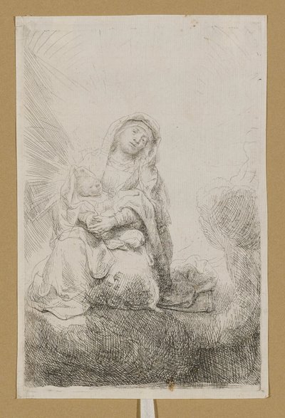 Jomfruen med barnet i skyerne af Rembrandt van Rijn