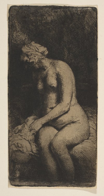 Kvinde bader sine fødder ved en bæk, 1658. af Rembrandt van Rijn
