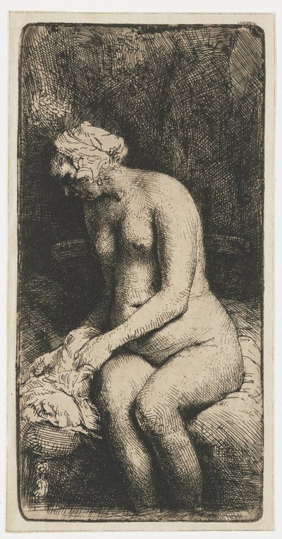Kvinde bader sine fødder i en bæk Kvinde bader sine fødder ved en bæk af Rembrandt van Rijn