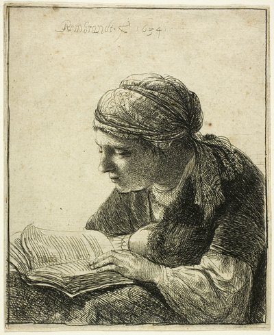Kvinde læser af Rembrandt van Rijn