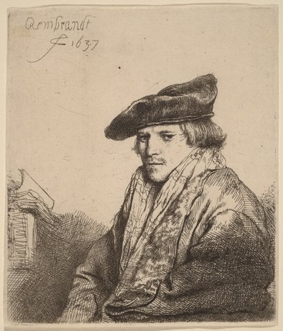 Ung mand med fløjlshue (Petrus Sylvius) af Rembrandt van Rijn