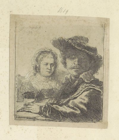 Zelfportret sætter Saskia Samling af 85 originale tryk (serietitel) af Rembrandt van Rijn