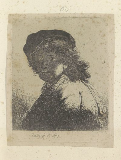 Selvportræt med baret og halstørklæde, ansigtet i skyggen Recueil de quatre-vingt-cinq estampes originales (serietitel) af Rembrandt van Rijn