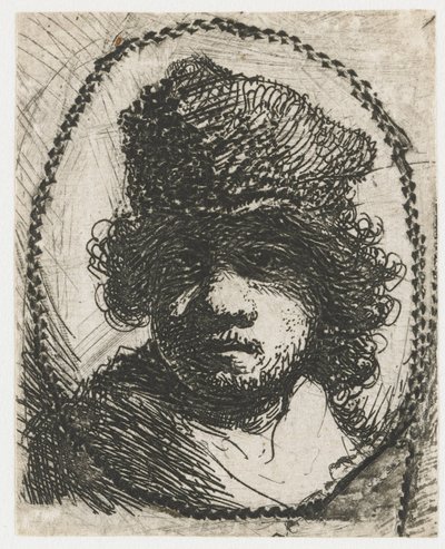 Selvportræt med pelshat af Rembrandt van Rijn