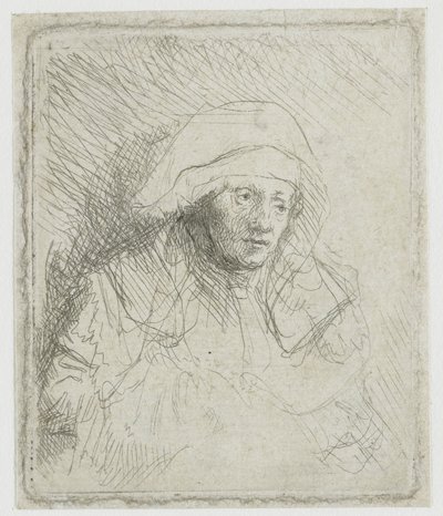 Syg kvinde med et hvidt tørklæde (Saskia) af Rembrandt van Rijn