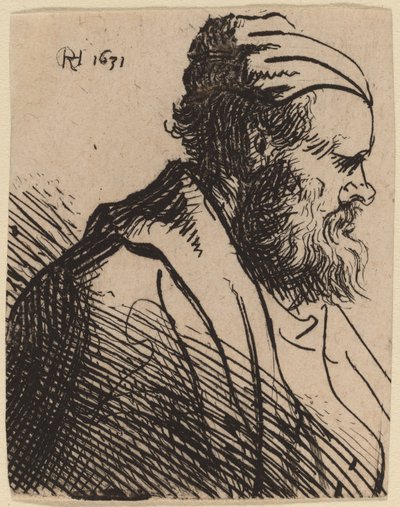 Snusnæset mand i kasket af Rembrandt van Rijn and Studio of Rembrandt