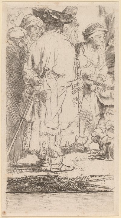 Manden med en stok (fragment fra de hundrede gylden print) af Rembrandt van Rijn and William Baillie